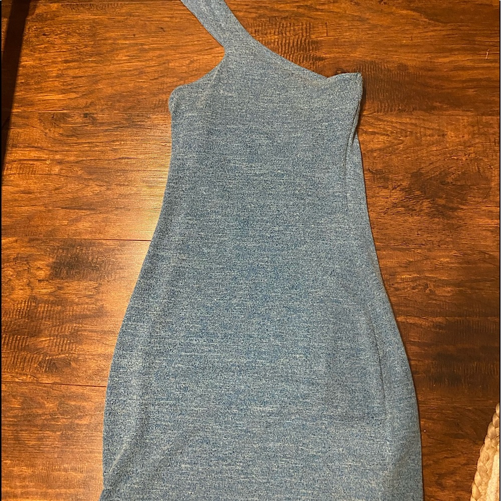 Cross Shoulder Blue Summer Dress